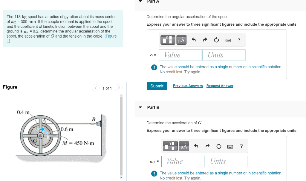 Solved Part A Determine the angular acceleration of the | Chegg.com