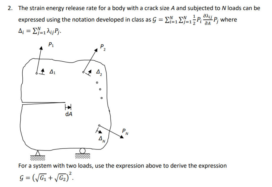 2. The strain energy release rate for a body with a | Chegg.com