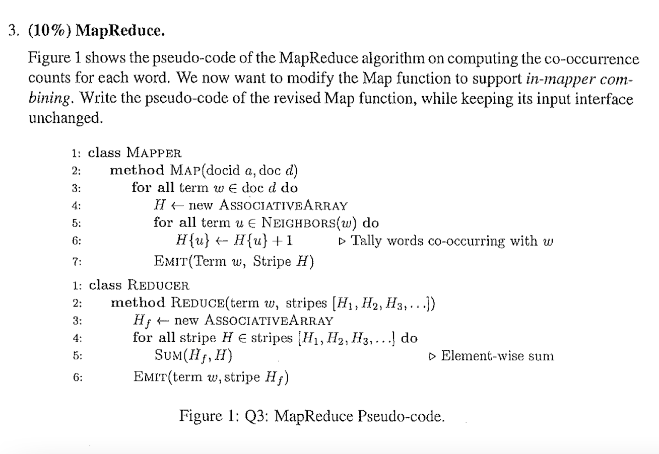 Solved 3 10 Mapreduce Figure 1 Shows The Pseudo Code Of