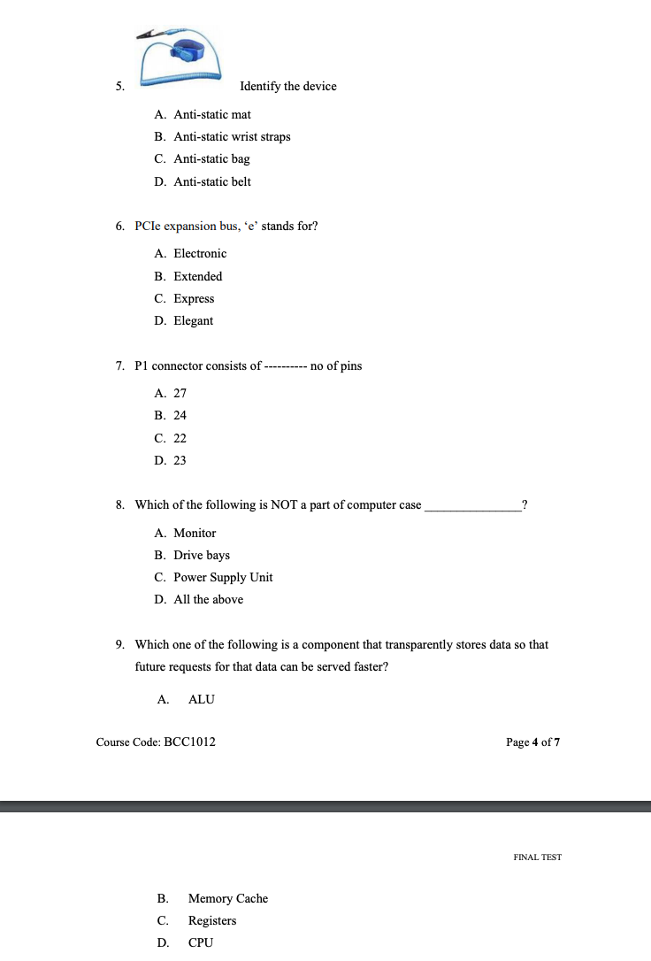 Solved Section B: Choose The BEST Answer [20 Marks) 1. A | Chegg.com