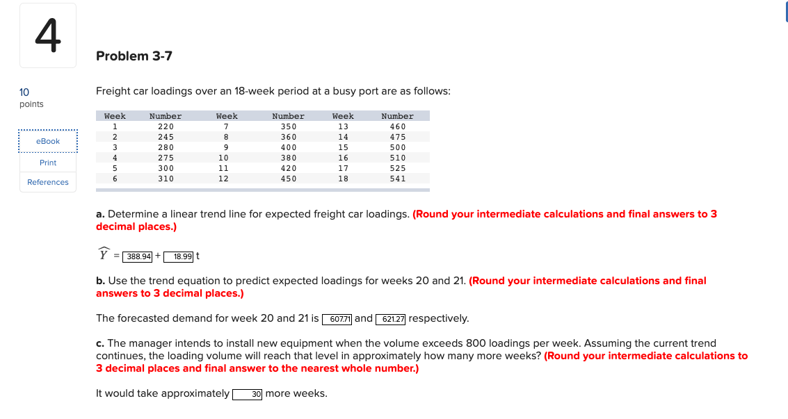 Solved 4 Problem 37 Freight car loadings over an 18week