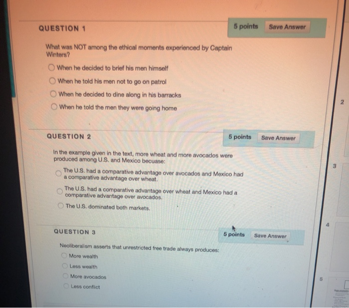 QUESTION 1 5 points Save Answer What was NOT among | Chegg.com