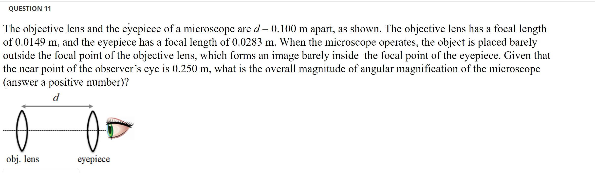 Solved The objective lens and the eyepiece of a microscope