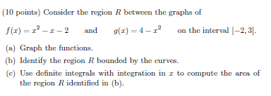 Solved (10 points) Consider the region R between the graphs | Chegg.com