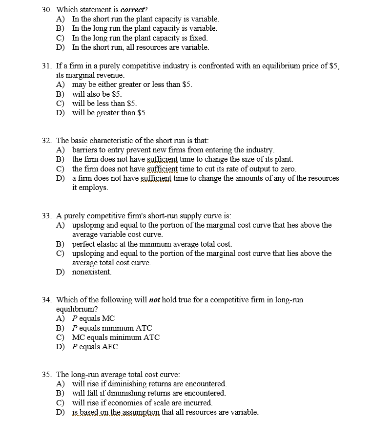 Solved 32. Which of the following does NOT hold true of the