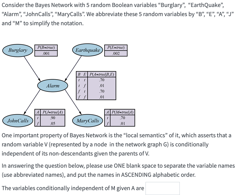 Consider The Bayes Network With 5 Random Boolean V Chegg Com