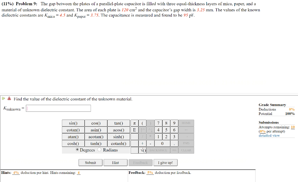 Solved The gap between the plates of a parallel-plate | Chegg.com