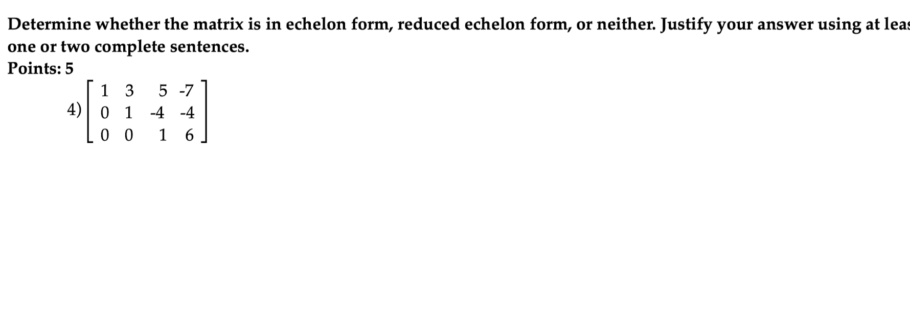 matrix echelon form questions