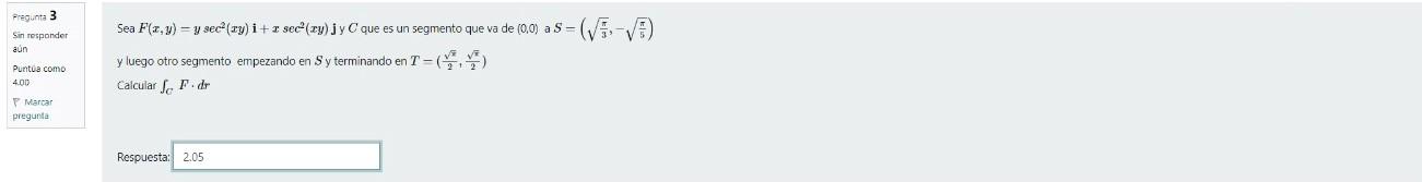 Sea \( F(x, y)=y \sec ^{2}(x y) \mathbf{i}+x \sec ^{2}(x y) \mathbf{j} \) y \( C \) que es un segmento que va de \( (0,0) \)