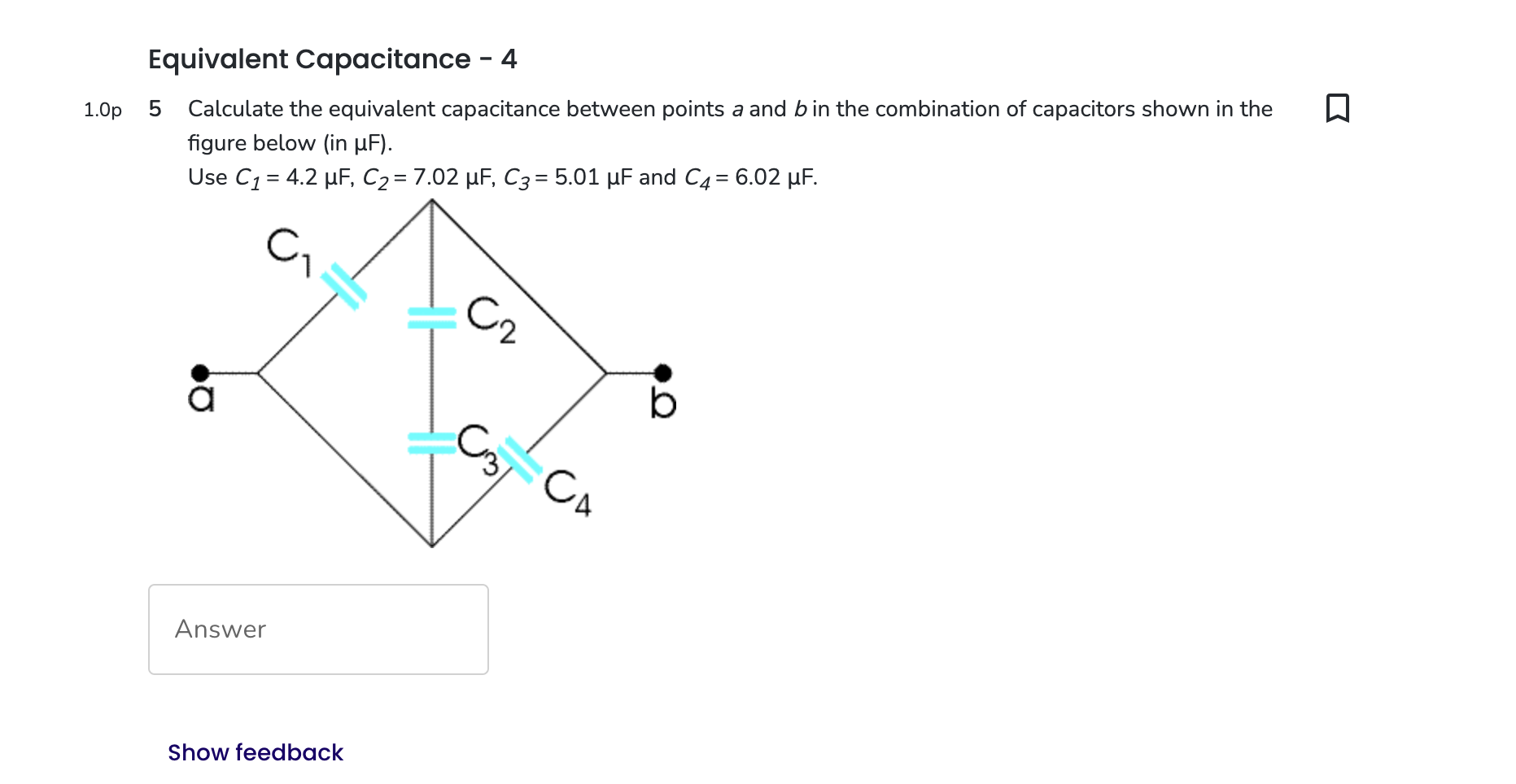 Solved 5 Calculate the equivalent capacitance between points | Chegg.com