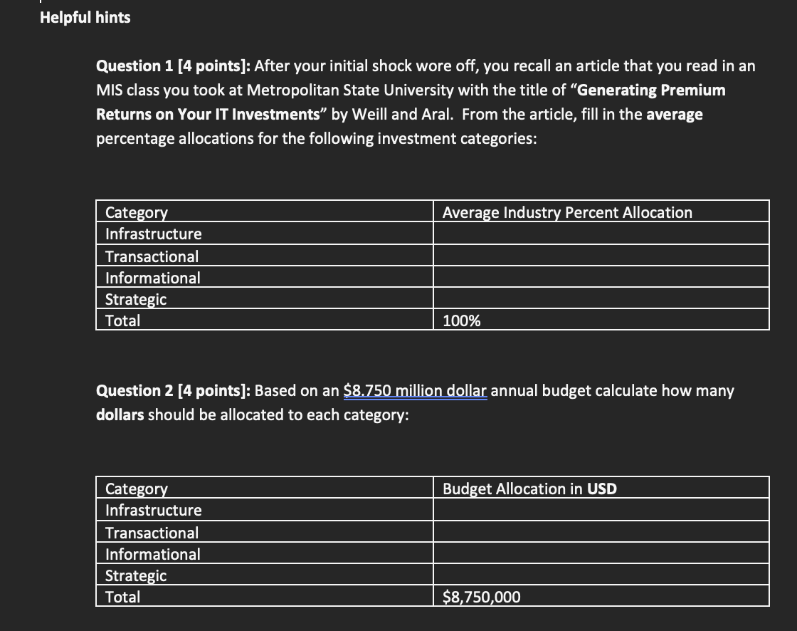 Solved You have been asked to assist with preparing for a | Chegg.com