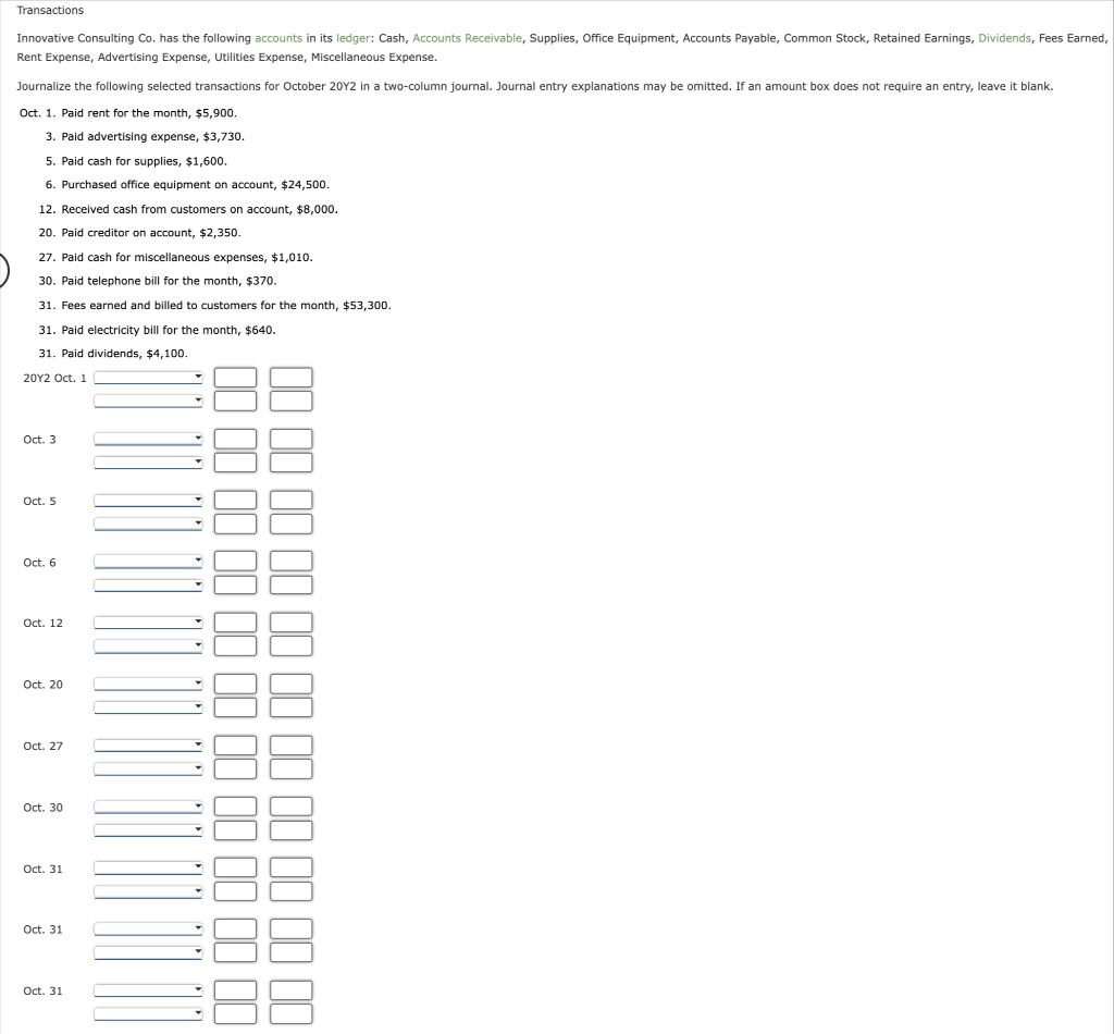 Solved Transactions Innovative Consulting Co. has the