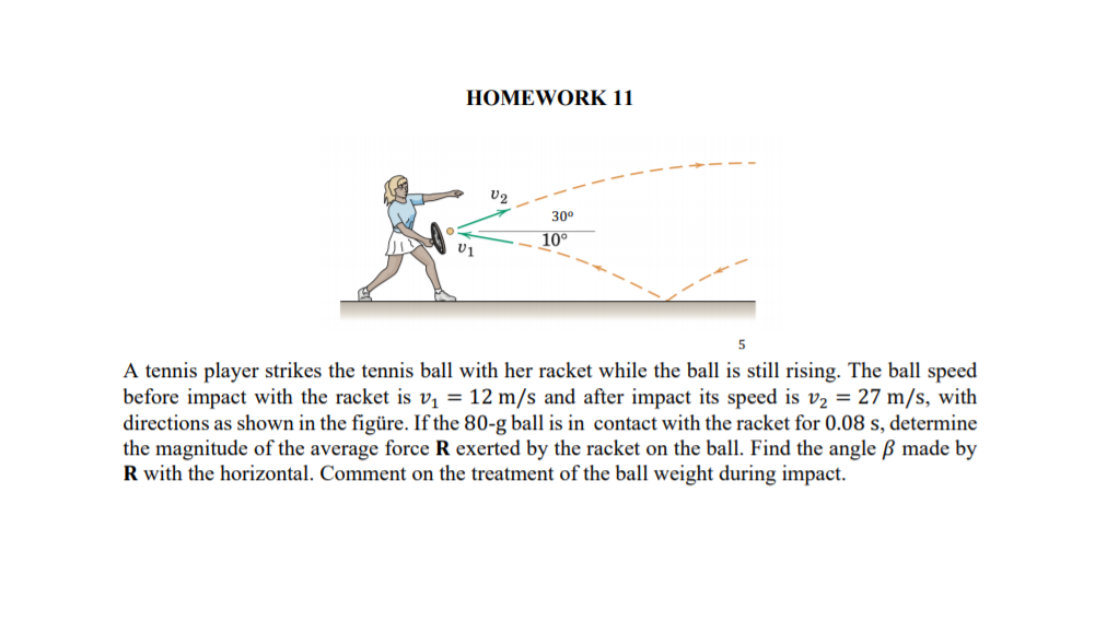 Solved HOMEWORK 11 V2 30° 10° A tennis player strikes the