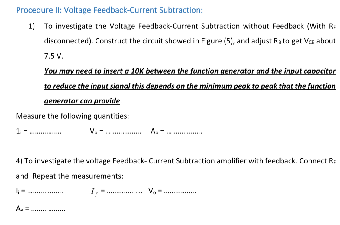 Procedure II Voltage FeedbackCurrent Subtraction