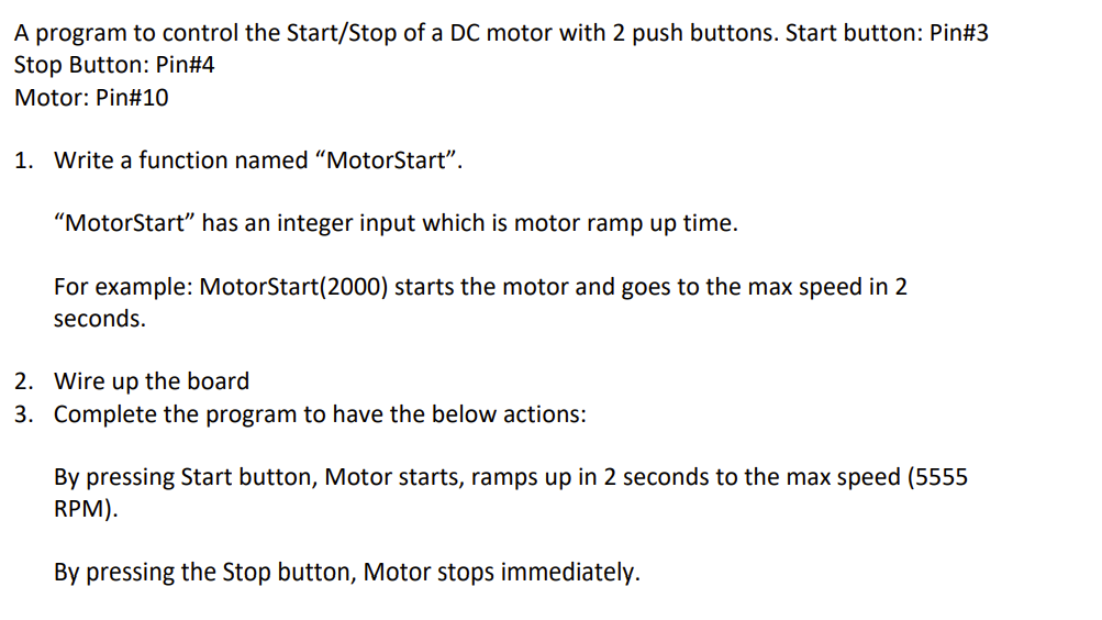 Solved A program to control the Start/Stop of a DC motor | Chegg.com