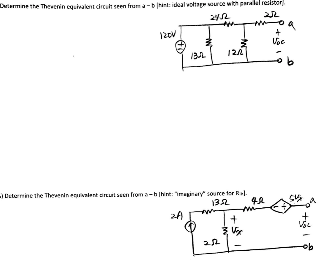 Solved Determine the Thevenin equivalent circuit seen from a | Chegg.com