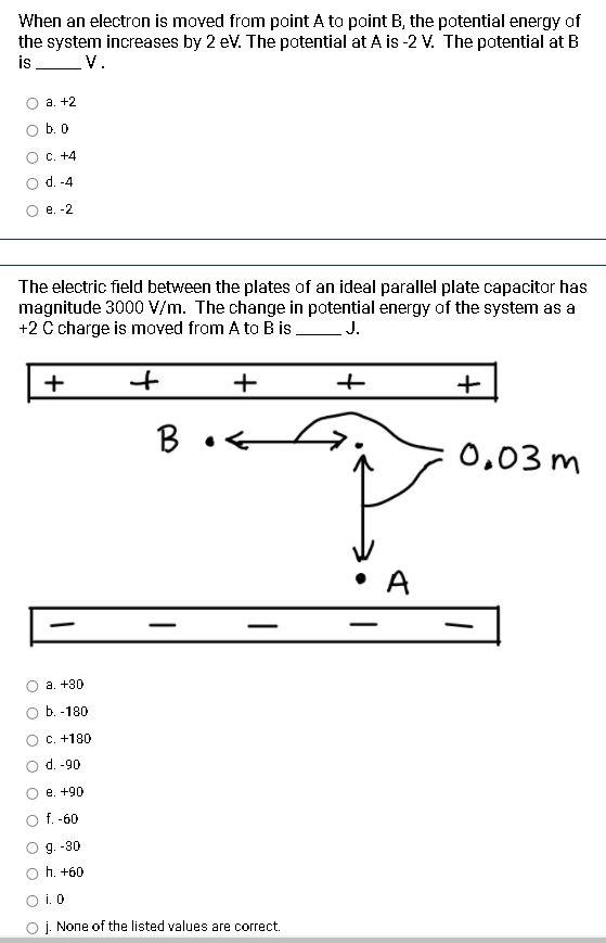 Solved When an electron is moved from point A to point B, | Chegg.com