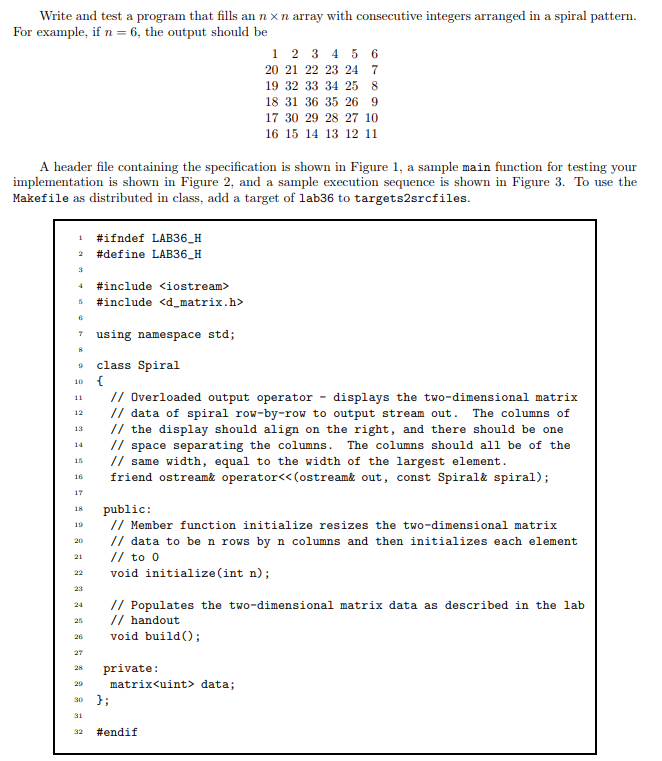 . spiral pattern Write and test a program that fills | Chegg.com