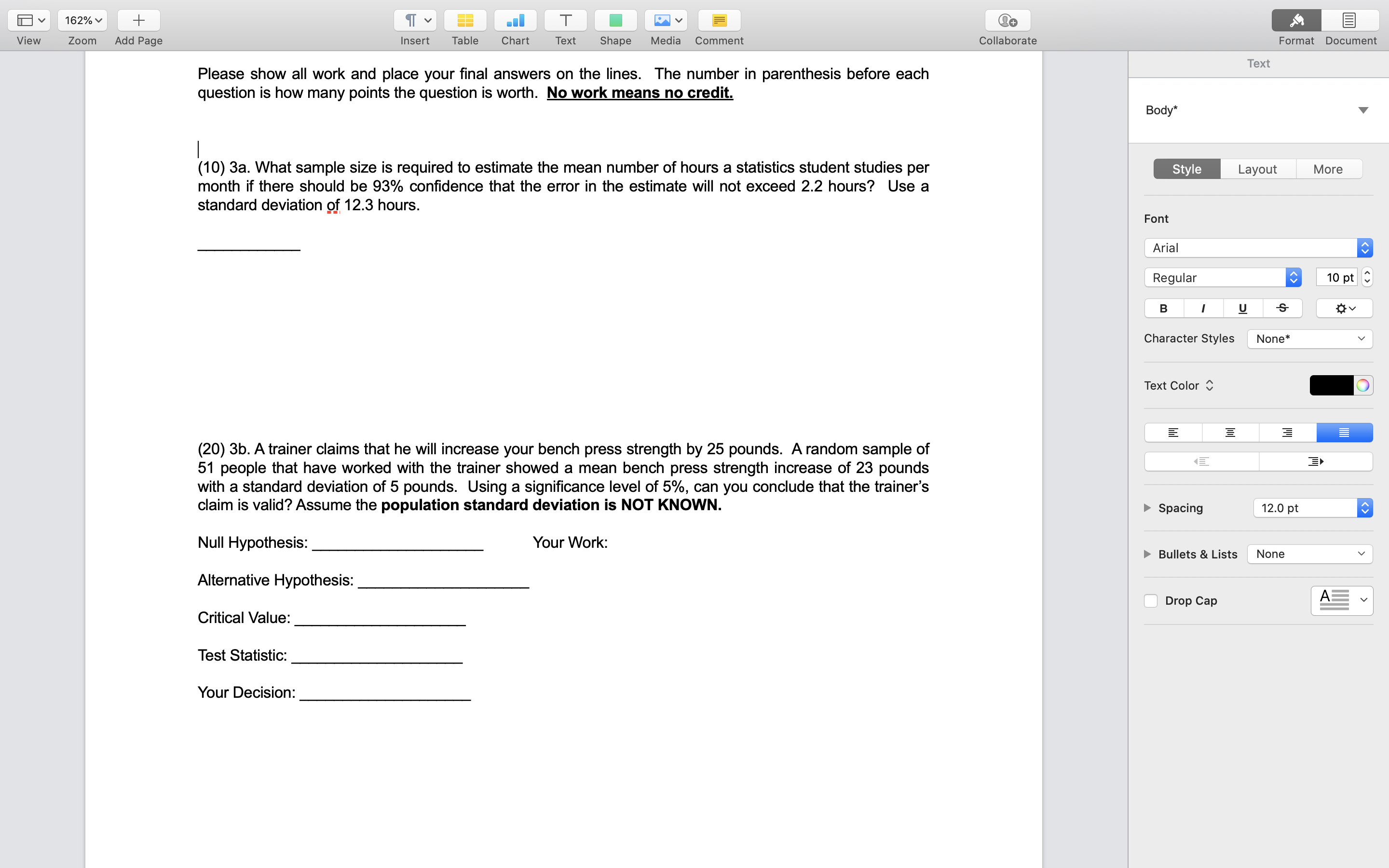 Solved Note: I need all the work shown for | Chegg.com