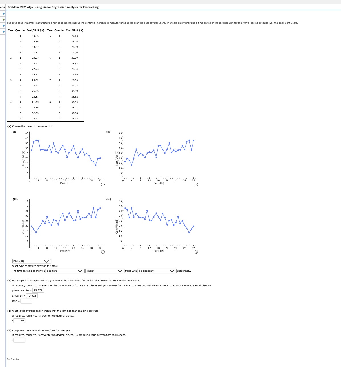 (b) ﻿Use Simple Linear Regression Analysis To Find | Chegg.com