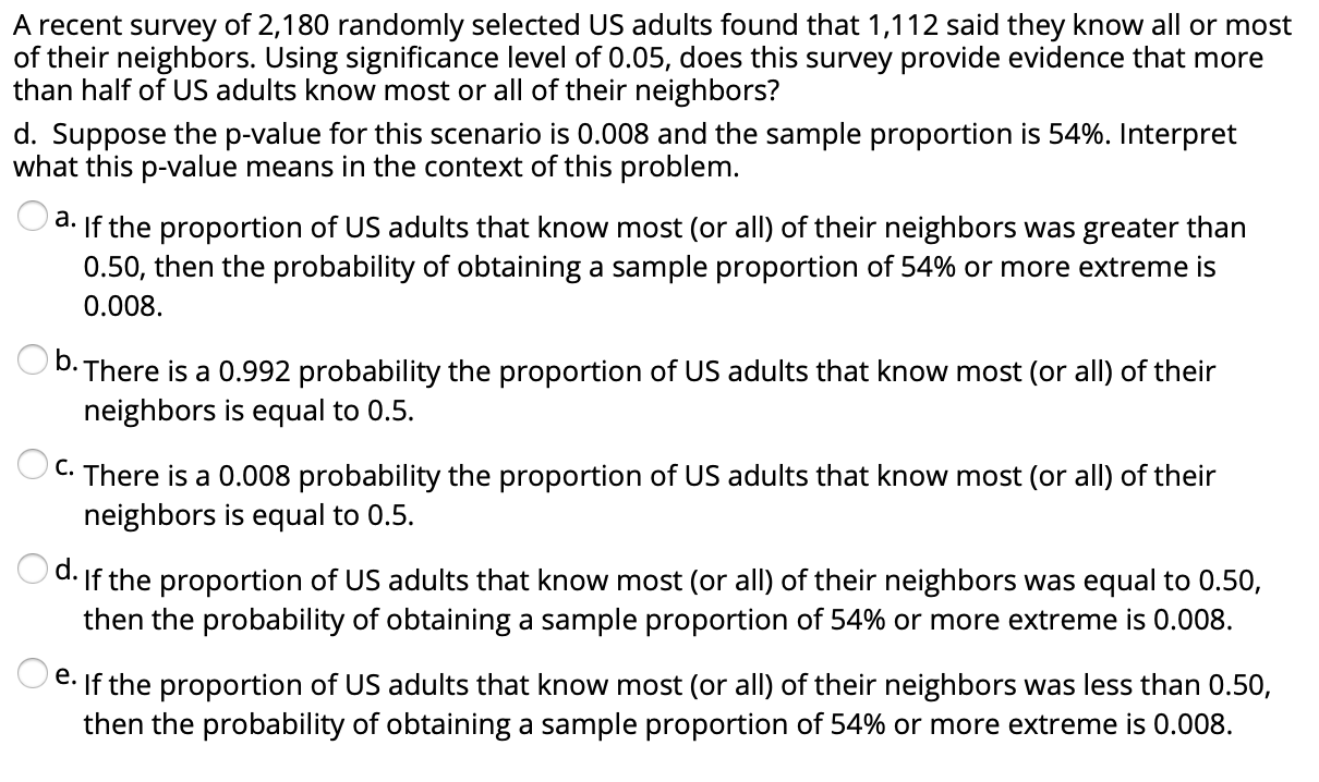 Solved A recent survey of 2,180 randomly selected US adults | Chegg.com