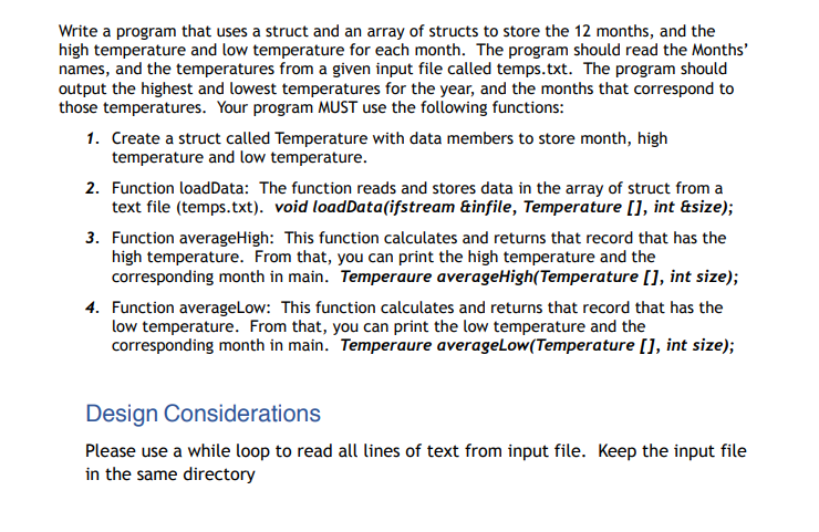 Solved How to do this in c++? given temps.txt: January 47 | Chegg.com