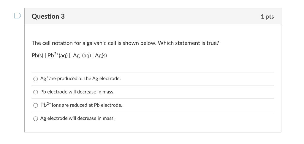 Solved The cell notation for a galvanic cell is shown below. | Chegg.com