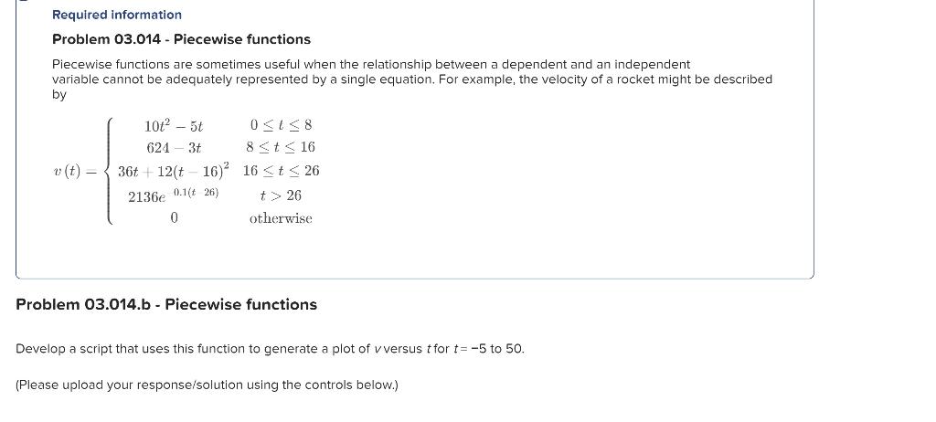 Solved Problem 03.014 - Piecewise functions Piecewise | Chegg.com