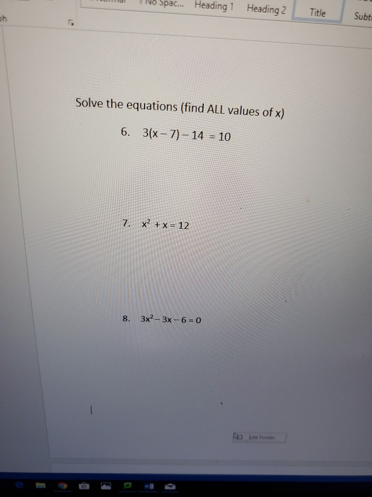 Solved 100 No Spac... Heading 1 Heading 2 Title Solve the | Chegg.com