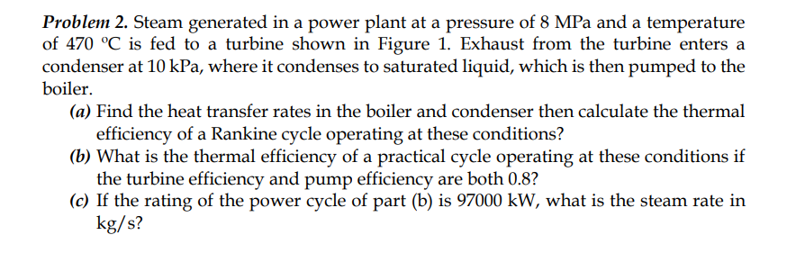 Solved Problem 2. Steam Generated In A Power Plant At A | Chegg.com