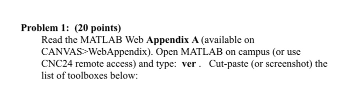 Solved Problem 1: (20 points) Read the MATLAB Web Appendix A | Chegg.com