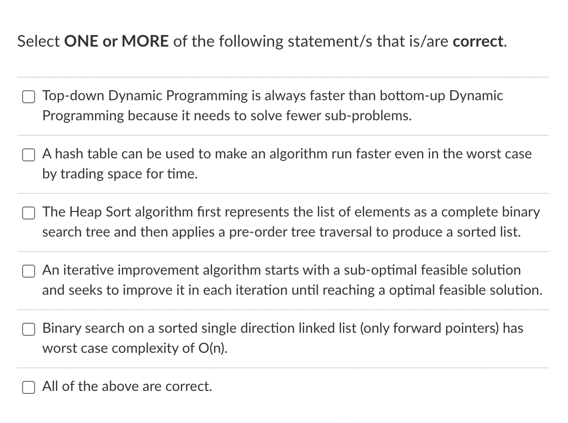 Solved Select ONE or MORE of the following statement/s that | Chegg.com