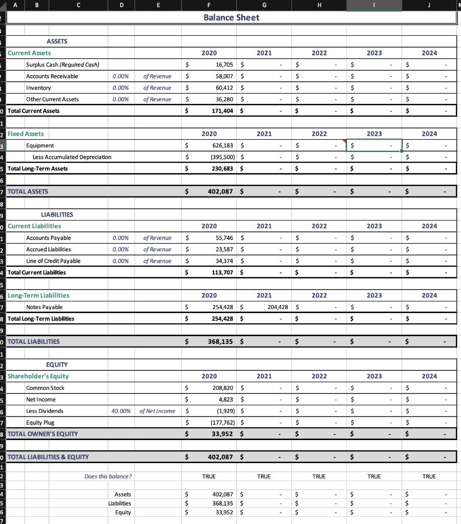 Can you solve the following & Balance Sheet using the | Chegg.com