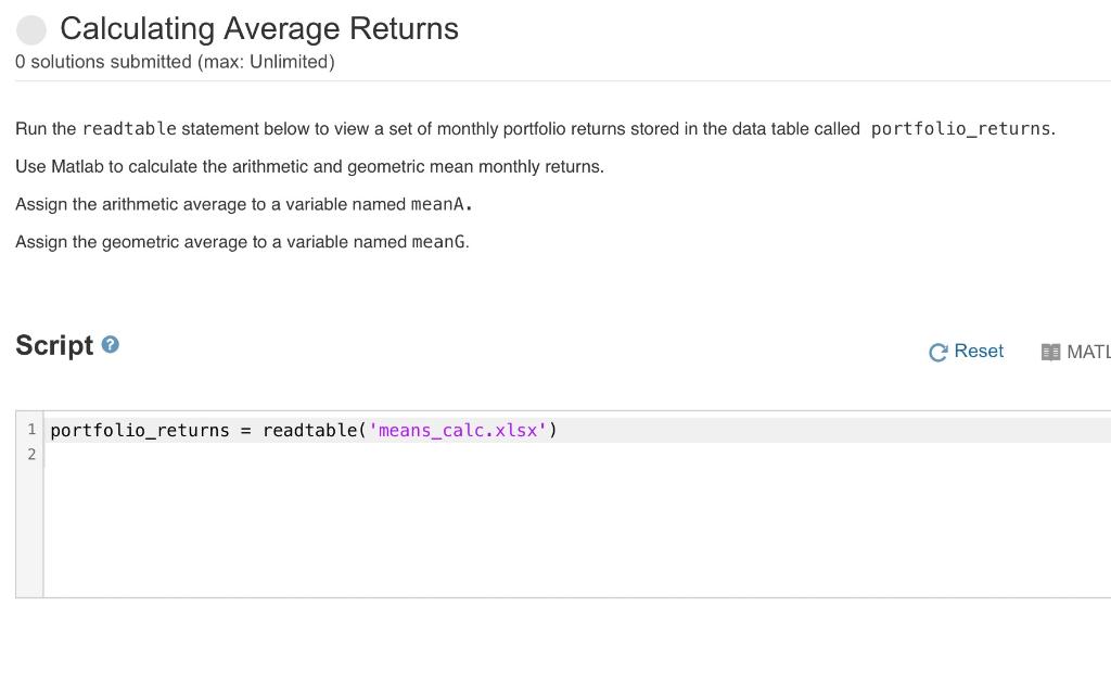 Solved Calculating Average Returns O solutions submitted | Chegg.com