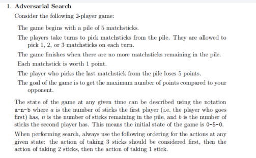 Solved 1. Adversarial Search Consider the following 2-player | Chegg.com