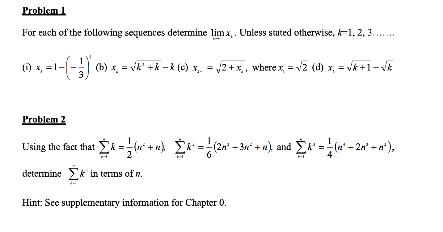 Solved Problem 1 For each of the following sequences | Chegg.com