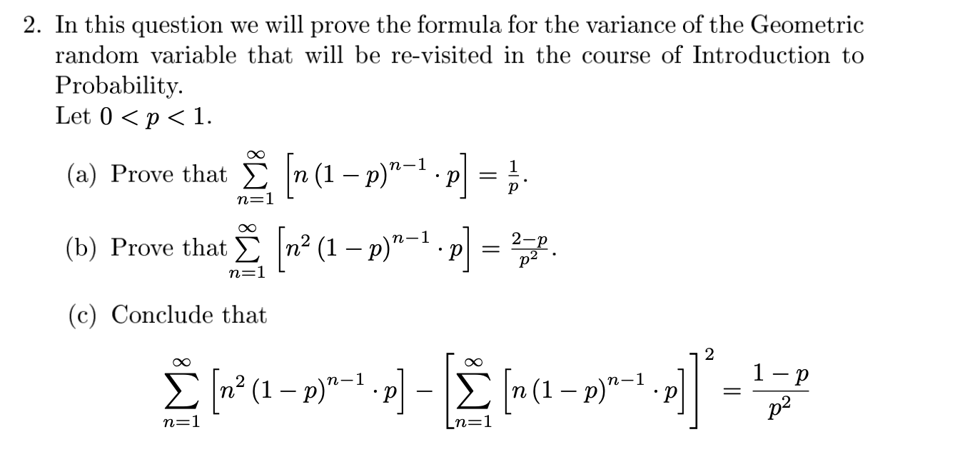 Solved 2. In this question we will prove the formula for the | Chegg.com