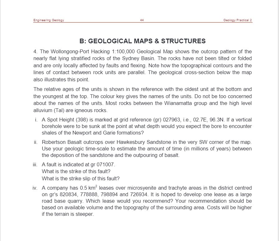 Engineering Geology 44 Geology Practical 2 B: | Chegg.com