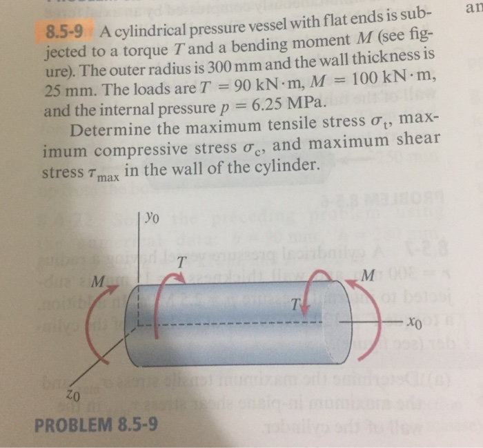 Solved 8.5-9 A cylindrical pressure vessel with flat ends is | Chegg.com