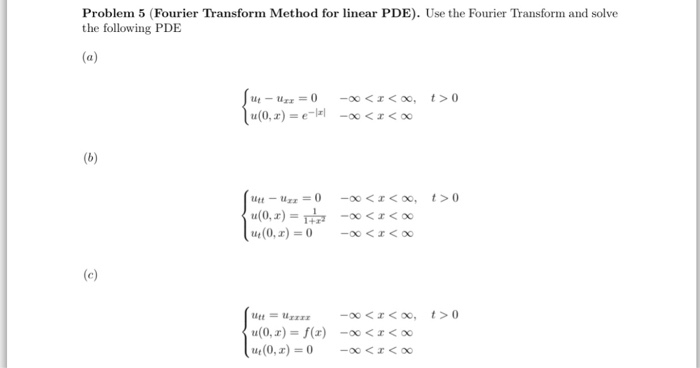 Solved Use The Fourier Transform And Solve The Following PDE | Chegg.com