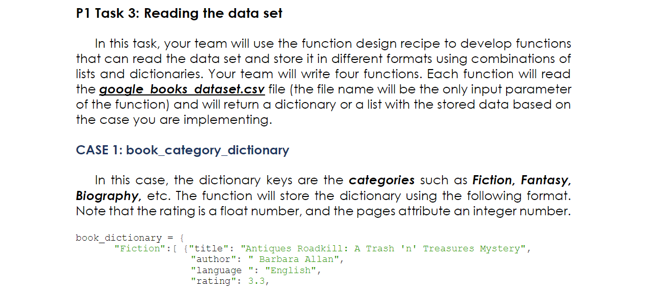 Solved P1 Task 3: Reading the data set In this task, your | Chegg.com