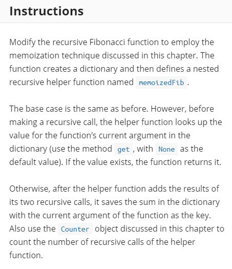 Python Programming: Modify the recursive Fibonacci | Chegg.com