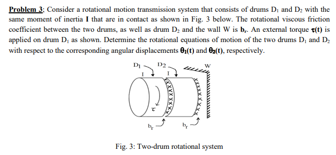 Solved Problem 3; Consider a rotational motion transmission | Chegg.com