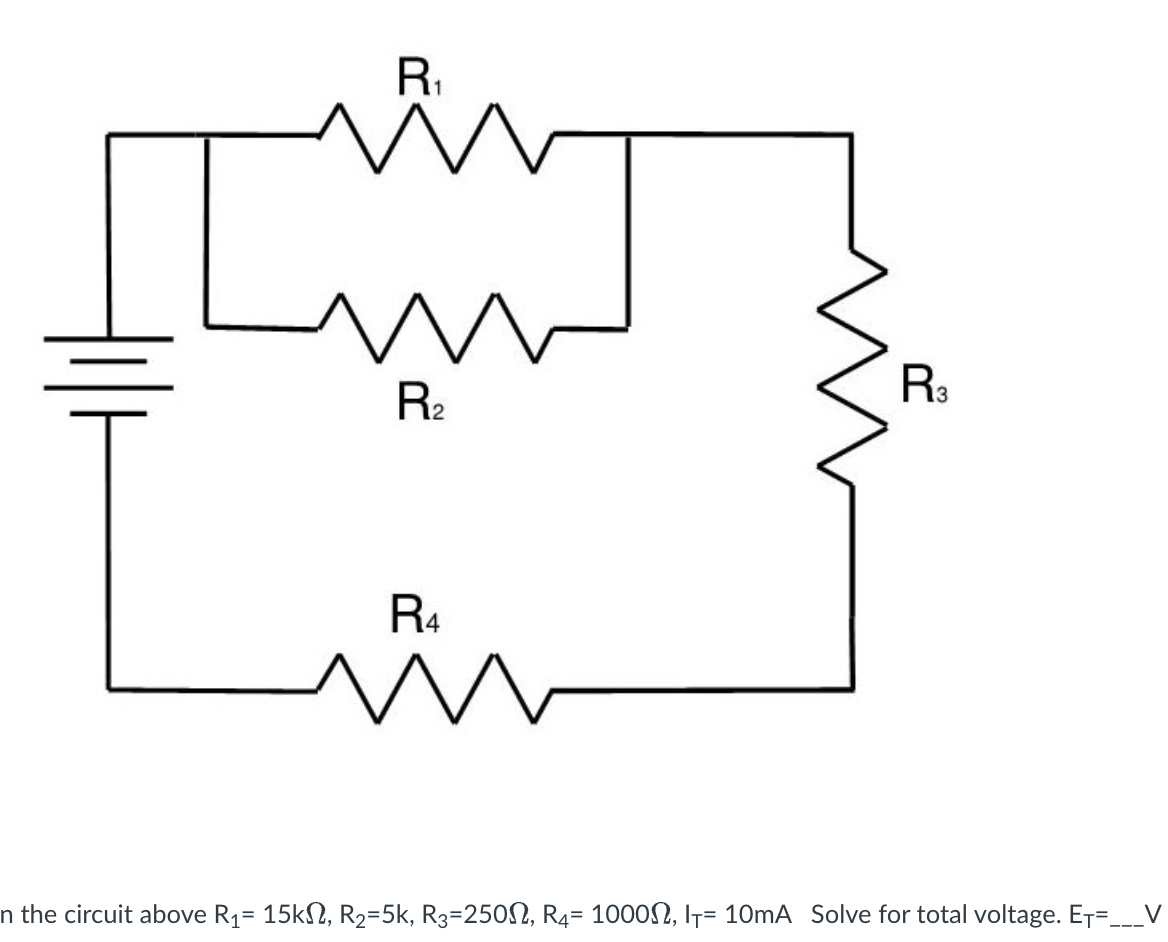 Solved ne circuit above R1=15kΩ,R2=5k,R3=250Ω,R4=1000Ω,IT=10 | Chegg.com