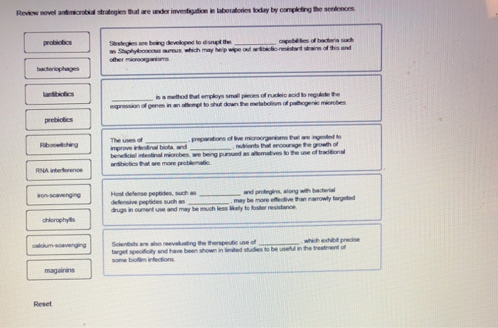 Solved Review Novel Antimicrobial Strategies That Are Under | Chegg.com