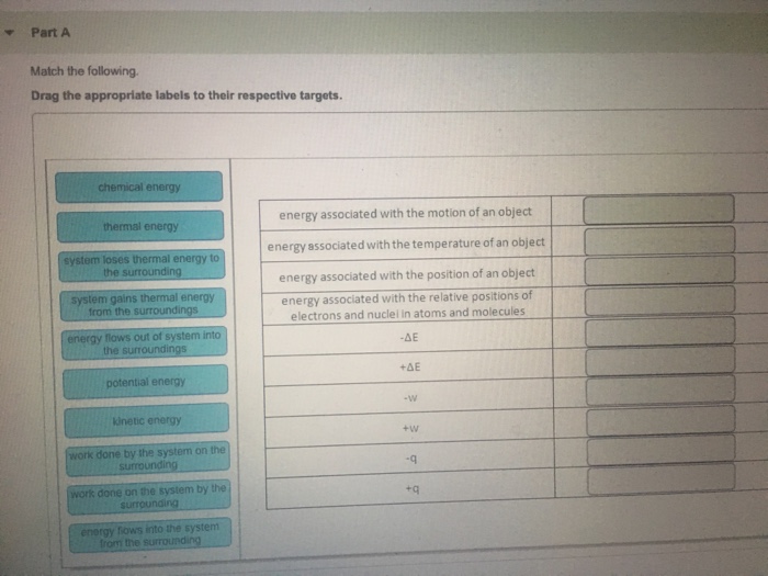 Solved Part A Match the following Drag the appropriate