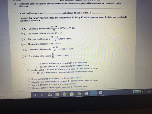 Solved Distinguish between absolute and relative difference. | Chegg.com