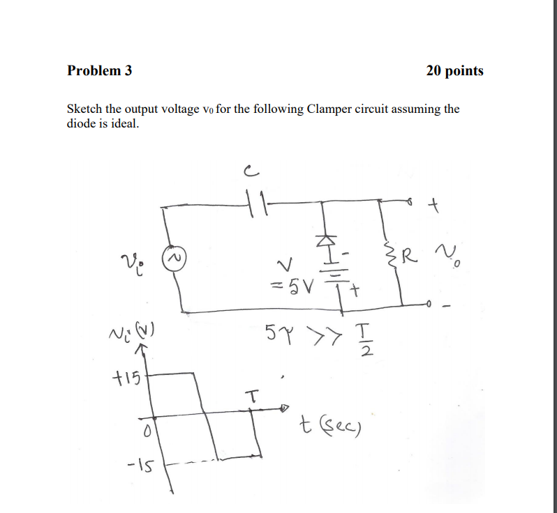 Solved Problem 3 20 points Sketch the output voltage vo for | Chegg.com