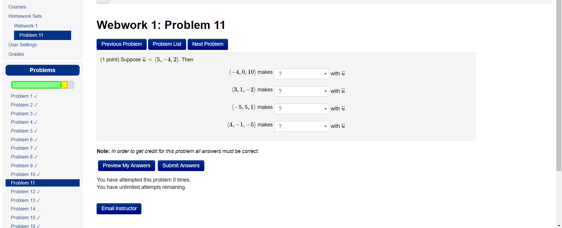 Solved Courses Homework Sets Webwork 1 Webwork 1: Problem 11 | Chegg.com