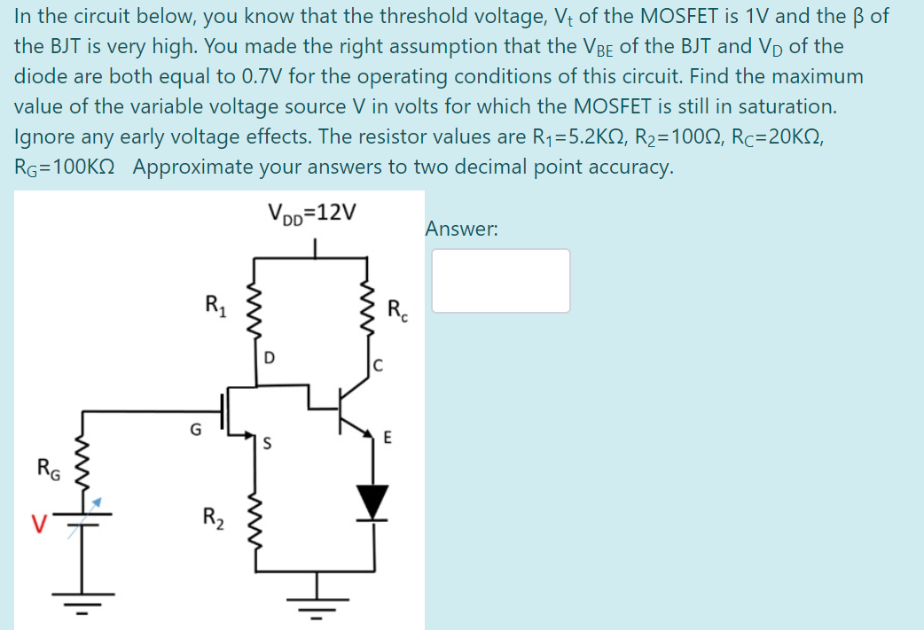 Solved In The Circuit Below, You Know That The Threshold | Chegg.com